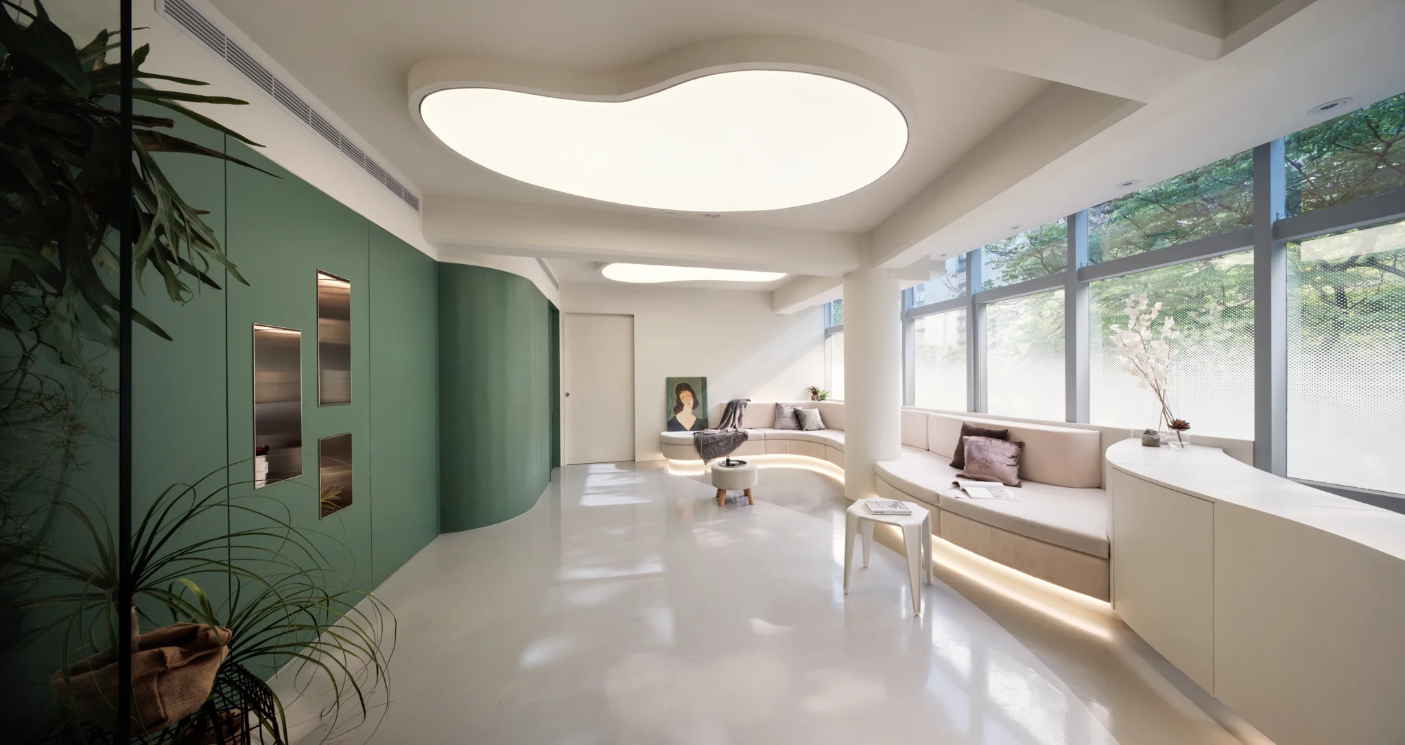 醫美診所接待區設計，溫潤柔和氛圍，台北室內設計